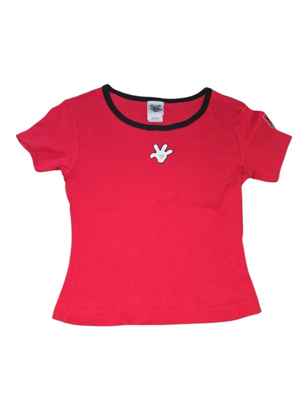 Vintage Mickey Mouse Short Sleeve Red Tee with Black Trim Size M